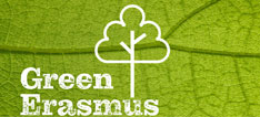Green Erasmus: Weißer Schriftzug auf grünem Blatt